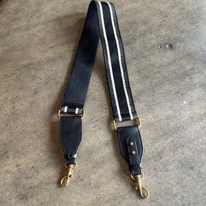 Black and tan purse Strap with Gold Accents
